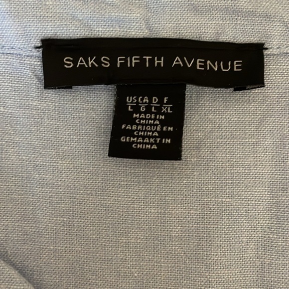 Saks Fifth Avenue women’s romper large 12 14 jumper jumpsuit linen blue ruffle - Picture 6 of 8